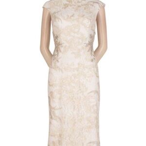 ADRIANNA PAPELL Womens Ivory
Cap Sleeve Below the Knee
Cocktail Sheath Dress 20